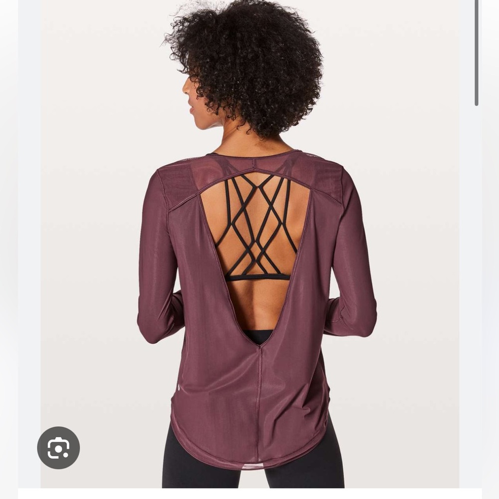 Lululemon Women’s Small Mix & Mesh Stretch Open Back Long Sleeve - Red Wood